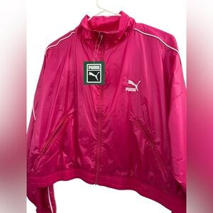 NWT Puma Women's Vibrant Pink Cropped Bomber Jacket